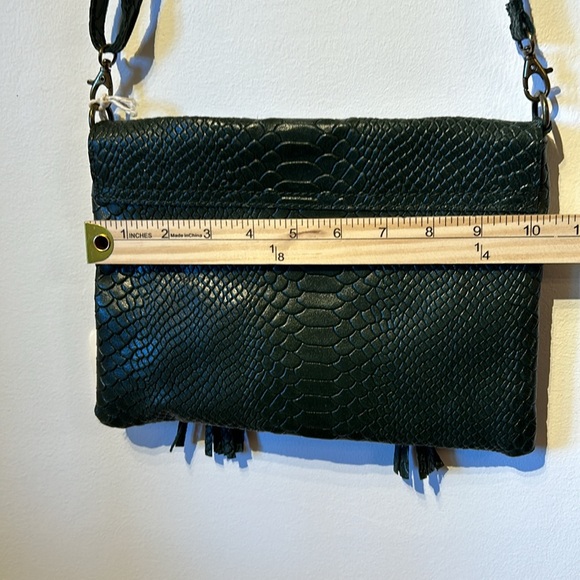 Markese Italy Leather Purse adjustable strap tassel snake scale alligator NWT - Picture 5 of 8